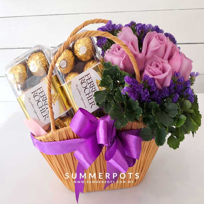 Sweet Homemade chocs: Coklat Bouquet Dlm Bakul - Tema Purple +